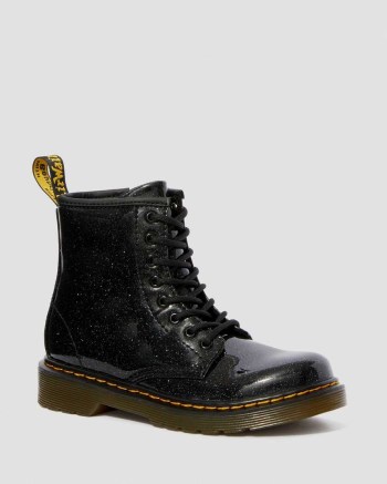Dr Martens Junior 1460 Glitter Šnurovacie Čižmy Detske Čierne | 8705-DKVHE